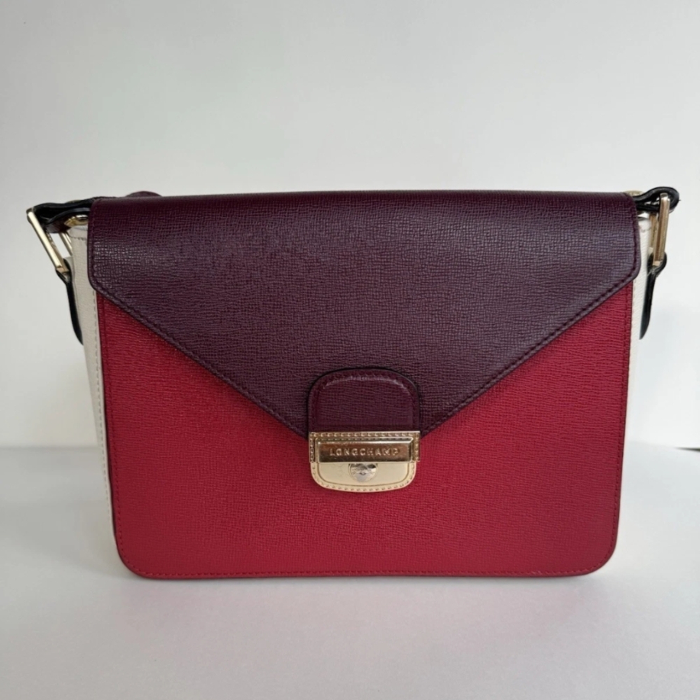 Longchamp Red Crossbody Bag with Geometric Design
